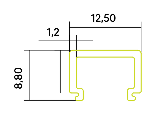 Satinierte U-Abdeckung A1 für P10, P11, P18 (TM67%)