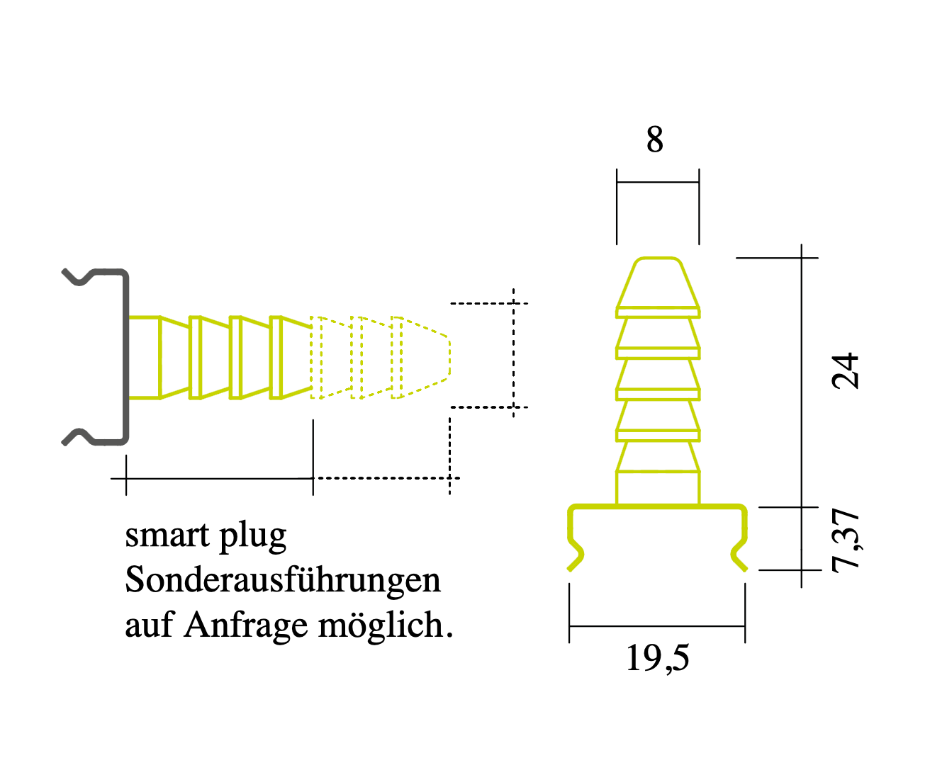 Smart Plug Montageclip X51  für P1, P3, P3_bk, P4, P4_bk, P8, P8_bk, P29, P33, P33_bk, P34, P34_bk